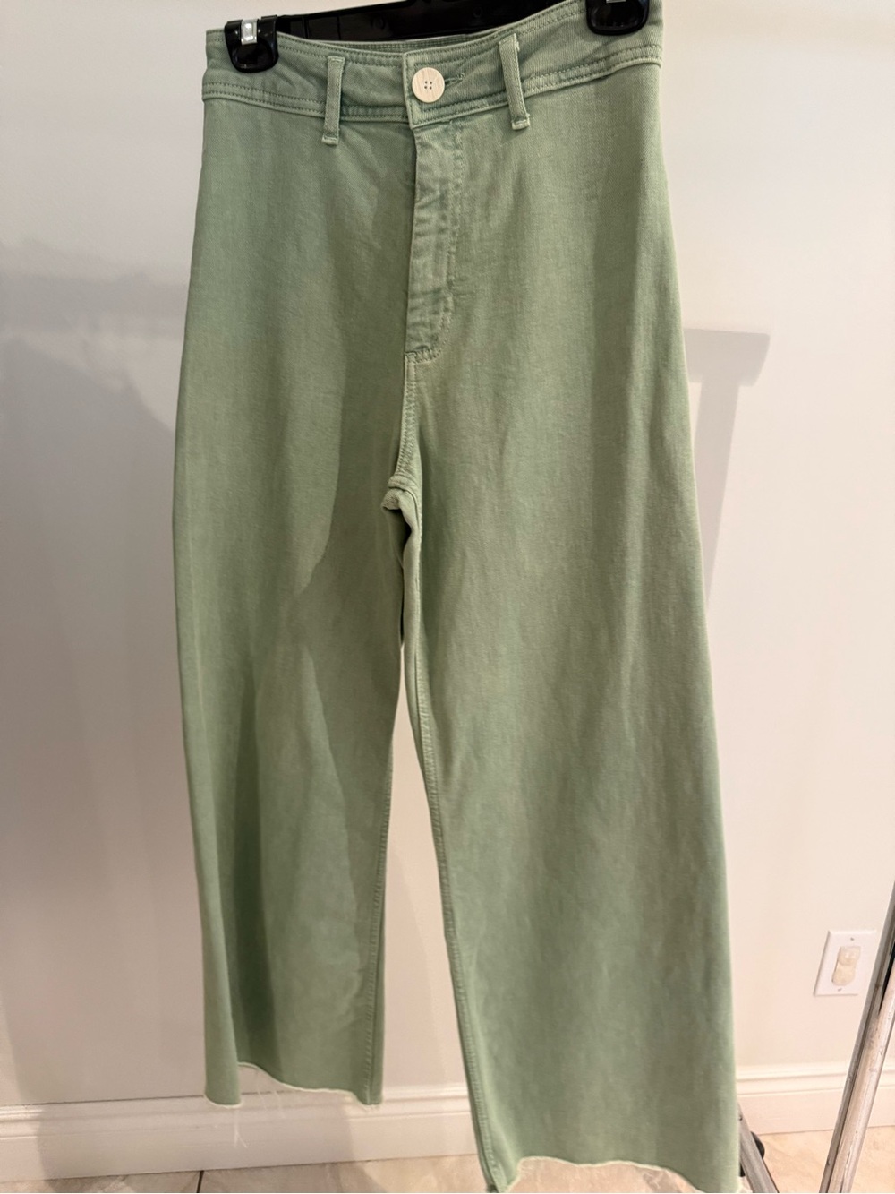 Zara High-Rise Wide-Leg Jeans in Sage Green
